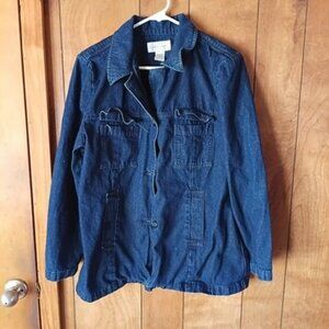 Casual Corner 100% Cotton Denim Jean Jacket Size 10 Classic Blue
